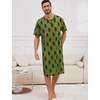 image:imageSWOMOG Mens Nightshirt Short Sleeve Nightgown Soft Loose Sleepwear Lightweight Nightwear Comfy Henley Sleep Shirt SXXLArmy Green Bigfoot