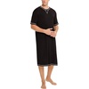 image:imageSWOMOG Mens Nightshirt Short Sleeve Nightgown Soft Loose Sleepwear Lightweight Nightwear Comfy Henley Sleep Shirt SXXLBlack