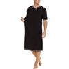 image:imageSWOMOG Mens Nightshirt Short Sleeve Nightgown Soft Loose Sleepwear Lightweight Nightwear Comfy Henley Sleep Shirt SXXLBlack