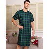 image:imageSWOMOG Mens Nightshirt Short Sleeve Nightgown Soft Loose Sleepwear Lightweight Nightwear Comfy Henley Sleep Shirt SXXLBlack Green Grid