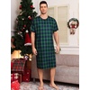 image:imageSWOMOG Mens Nightshirt Short Sleeve Nightgown Soft Loose Sleepwear Lightweight Nightwear Comfy Henley Sleep Shirt SXXLBlack Green Grid