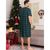 image:imageSWOMOG Mens Nightshirt Short Sleeve Nightgown Soft Loose Sleepwear Lightweight Nightwear Comfy Henley Sleep Shirt SXXLBlack Green Grid