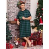 image:imageSWOMOG Mens Nightshirt Short Sleeve Nightgown Soft Loose Sleepwear Lightweight Nightwear Comfy Henley Sleep Shirt SXXLBlack Green Grid