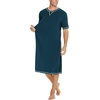 image:imageSWOMOG Mens Nightshirt Short Sleeve Nightgown Soft Loose Sleepwear Lightweight Nightwear Comfy Henley Sleep Shirt SXXLBlue Green