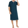 image:imageSWOMOG Mens Nightshirt Short Sleeve Nightgown Soft Loose Sleepwear Lightweight Nightwear Comfy Henley Sleep Shirt SXXLBlue Green