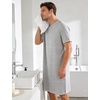 image:imageSWOMOG Mens Nightshirt Short Sleeve Nightgown Soft Loose Sleepwear Lightweight Nightwear Comfy Henley Sleep Shirt SXXLGrey