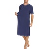 image:imageSWOMOG Mens Nightshirt Short Sleeve Nightgown Soft Loose Sleepwear Lightweight Nightwear Comfy Henley Sleep Shirt SXXLNavy Blue