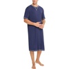 image:imageSWOMOG Mens Nightshirt Short Sleeve Nightgown Soft Loose Sleepwear Lightweight Nightwear Comfy Henley Sleep Shirt SXXLNavy Blue