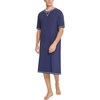 image:imageSWOMOG Mens Nightshirt Short Sleeve Nightgown Soft Loose Sleepwear Lightweight Nightwear Comfy Henley Sleep Shirt SXXLNavy Blue