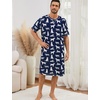 image:imageSWOMOG Mens Nightshirt Short Sleeve Nightgown Soft Loose Sleepwear Lightweight Nightwear Comfy Henley Sleep Shirt SXXLNavy Blue Dogs