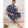 image:imageSWOMOG Mens Nightshirt Short Sleeve Nightgown Soft Loose Sleepwear Lightweight Nightwear Comfy Henley Sleep Shirt SXXLNavy Blue Dogs