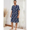image:imageSWOMOG Mens Nightshirt Short Sleeve Nightgown Soft Loose Sleepwear Lightweight Nightwear Comfy Henley Sleep Shirt SXXLNavy Blue Dogs