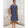 image:imageSWOMOG Mens Nightshirt Short Sleeve Nightgown Soft Loose Sleepwear Lightweight Nightwear Comfy Henley Sleep Shirt SXXLNavy Blue Dogs