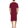 image:imageSWOMOG Mens Nightshirt Short Sleeve Nightgown Soft Loose Sleepwear Lightweight Nightwear Comfy Henley Sleep Shirt SXXLWine Red