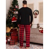image:imageSWOMOG Mens Pajamas Set Long Sleeve Mens Sleepwear Pj Sets Henley Shirts and Pants Soft 2 Pcs Lounge Sets with PocketsRed Black Grid