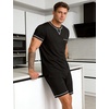 image:imageSWOMOG Mens Pajamas Set Summer Sleepwear Short Sleeve Pjs Set Soft 2 Piece Lounge Set Comfy Loungewear with PocketsBlack