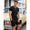 image:imageSWOMOG Mens Pajamas Set Summer Sleepwear Short Sleeve Pjs Set Soft 2 Piece Lounge Set Comfy Loungewear with PocketsBlack