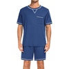 image:imageSWOMOG Mens Pajamas Set Summer Sleepwear Short Sleeve Pjs Set Soft 2 Piece Lounge Set Comfy Loungewear with PocketsNavy