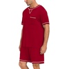 image:imageSWOMOG Mens Pajamas Set Summer Sleepwear Short Sleeve Pjs Set Soft 2 Piece Lounge Set Comfy Loungewear with PocketsRed