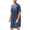 image:imageSWOMOG Mens Silk Satin Nightshirt Short Sleeve Loose Henley Sleep Shirt Comfy Nightgown Big amp Tall Men SleepwearDeep Grey