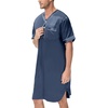 image:imageSWOMOG Mens Silk Satin Nightshirt Short Sleeve Loose Henley Sleep Shirt Comfy Nightgown Big amp Tall Men SleepwearDeep Grey