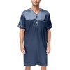 image:imageSWOMOG Mens Silk Satin Nightshirt Short Sleeve Loose Henley Sleep Shirt Comfy Nightgown Big amp Tall Men SleepwearDeep Grey