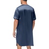 image:imageSWOMOG Mens Silk Satin Nightshirt Short Sleeve Loose Henley Sleep Shirt Comfy Nightgown Big amp Tall Men SleepwearDeep Grey