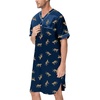 image:imageSWOMOG Mens Silk Satin Nightshirt Short Sleeve Loose Henley Sleep Shirt Comfy Nightgown Big amp Tall Men SleepwearNavy Leopard