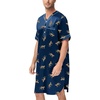 image:imageSWOMOG Mens Silk Satin Nightshirt Short Sleeve Loose Henley Sleep Shirt Comfy Nightgown Big amp Tall Men SleepwearNavy Leopard