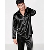 image:imageSWOMOG Mens Silk Satin Pajamas Set Long Sleeve Sleepwear ButtonDown Pj Twopiece Loungewear with Long Pants SXXLBlack