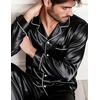 image:imageSWOMOG Mens Silk Satin Pajamas Set Long Sleeve Sleepwear ButtonDown Pj Twopiece Loungewear with Long Pants SXXLBlack