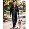 image:imageSWOMOG Mens Silk Satin Pajamas Set Long Sleeve Sleepwear ButtonDown Pj Twopiece Loungewear with Long Pants SXXLBlack