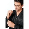 image:imageSWOMOG Mens Silk Satin Pajamas Set Long Sleeve Sleepwear ButtonDown Pj Twopiece Loungewear with Long Pants SXXLBlack Stripe