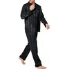 image:imageSWOMOG Mens Silk Satin Pajamas Set Long Sleeve Sleepwear ButtonDown Pj Twopiece Loungewear with Long Pants SXXLBlack Stripe