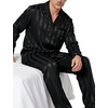 image:imageSWOMOG Mens Silk Satin Pajamas Set Long Sleeve Sleepwear ButtonDown Pj Twopiece Loungewear with Long Pants SXXLBlack Stripe