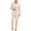 image:imageSWOMOG Mens Silk Satin Pajamas Set Long Sleeve Sleepwear ButtonDown Pj Twopiece Loungewear with Long Pants SXXLChampagne