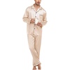 image:imageSWOMOG Mens Silk Satin Pajamas Set Long Sleeve Sleepwear ButtonDown Pj Twopiece Loungewear with Long Pants SXXLChampagne