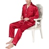 image:imageSWOMOG Mens Silk Satin Pajamas Set Long Sleeve Sleepwear ButtonDown Pj Twopiece Loungewear with Long Pants SXXLChristmas Red