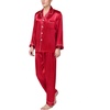 image:imageSWOMOG Mens Silk Satin Pajamas Set Long Sleeve Sleepwear ButtonDown Pj Twopiece Loungewear with Long Pants SXXLChristmas Red