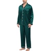 image:imageSWOMOG Mens Silk Satin Pajamas Set Long Sleeve Sleepwear ButtonDown Pj Twopiece Loungewear with Long Pants SXXLDeep Green
