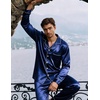 image:imageSWOMOG Mens Silk Satin Pajamas Set Long Sleeve Sleepwear ButtonDown Pj Twopiece Loungewear with Long Pants SXXLDeep Navy Blue