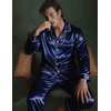 image:imageSWOMOG Mens Silk Satin Pajamas Set Long Sleeve Sleepwear ButtonDown Pj Twopiece Loungewear with Long Pants SXXLDeep Navy Blue