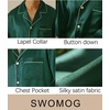 image:imageSWOMOG Mens Silk Satin Pajamas Set Long Sleeve Sleepwear ButtonDown Pj Twopiece Loungewear with Long Pants SXXLGreen