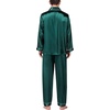 image:imageSWOMOG Mens Silk Satin Pajamas Set Long Sleeve Sleepwear ButtonDown Pj Twopiece Loungewear with Long Pants SXXLGreen