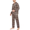 image:imageSWOMOG Mens Silk Satin Pajamas Set Long Sleeve Sleepwear ButtonDown Pj Twopiece Loungewear with Long Pants SXXLLeopard
