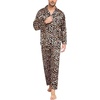 image:imageSWOMOG Mens Silk Satin Pajamas Set Long Sleeve Sleepwear ButtonDown Pj Twopiece Loungewear with Long Pants SXXLLeopard