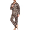 image:imageSWOMOG Mens Silk Satin Pajamas Set Long Sleeve Sleepwear ButtonDown Pj Twopiece Loungewear with Long Pants SXXLLeopard