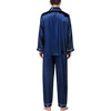 image:imageSWOMOG Mens Silk Satin Pajamas Set Long Sleeve Sleepwear ButtonDown Pj Twopiece Loungewear with Long Pants SXXLNavy Blue