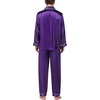 image:imageSWOMOG Mens Silk Satin Pajamas Set Long Sleeve Sleepwear ButtonDown Pj Twopiece Loungewear with Long Pants SXXLPurple