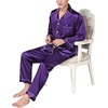 image:imageSWOMOG Mens Silk Satin Pajamas Set Long Sleeve Sleepwear ButtonDown Pj Twopiece Loungewear with Long Pants SXXLPurple